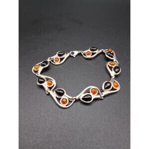 Vintage Baltic Amber Bracelet, 925 SS, Artisan Made, November Birthstone